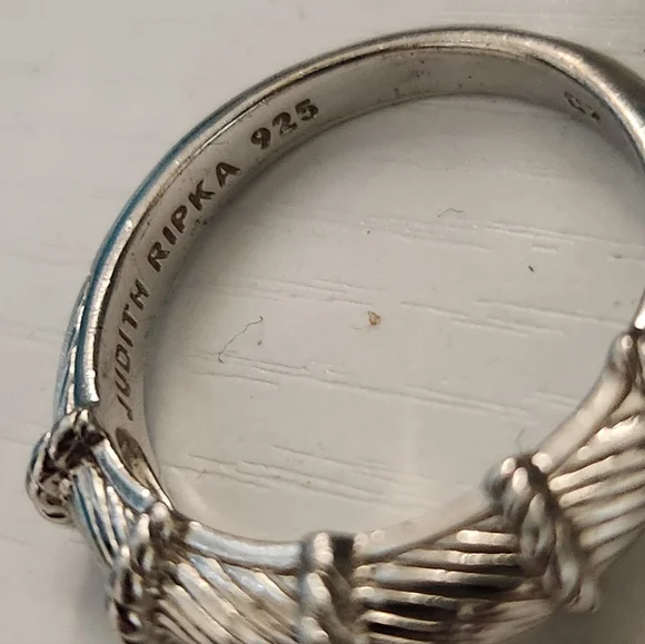 Judith Ripka Sterling Silver Heart Charm Ring Size 11 - Picture 9 of 10